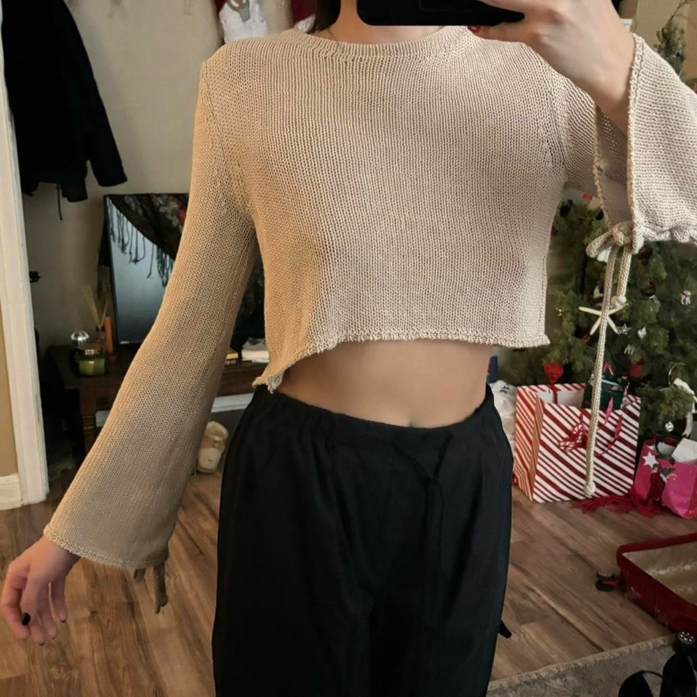 Zara Cream Knit Crop Sweater - Picture 4 of 4